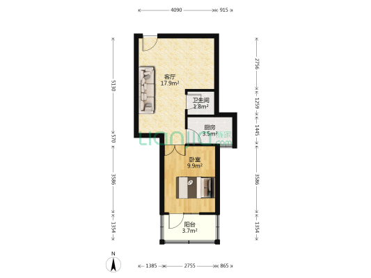 兴凯路211号 1室1厅1卫 35平方