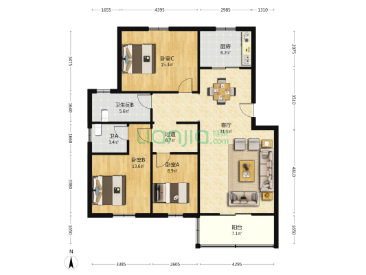 下塘街(吴江) 3室1厅2卫 118平方