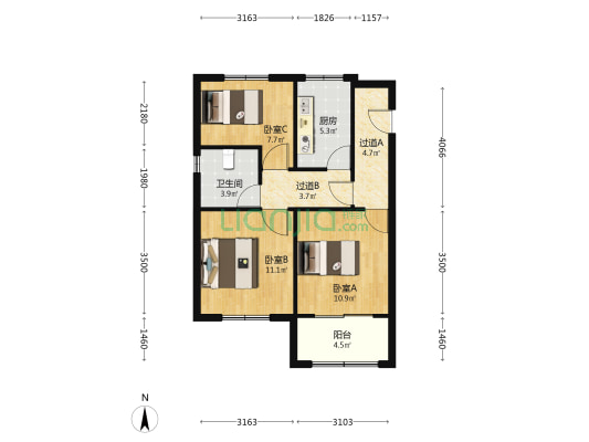 金海华城恒裕嘉园 3室0厅1卫 78平方