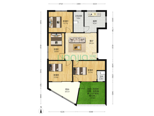 杨府山小区 4室1厅2卫 100平方