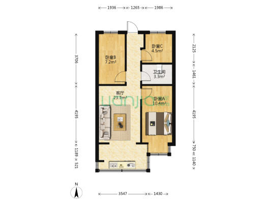 曙光西区 3室1厅1卫 50平方