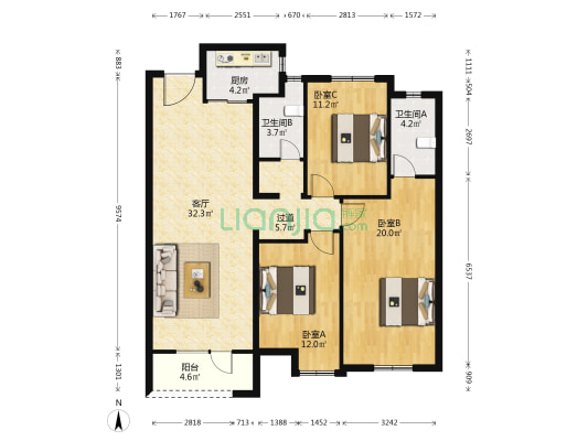 兰亭大境 3室1厅2卫 131平方