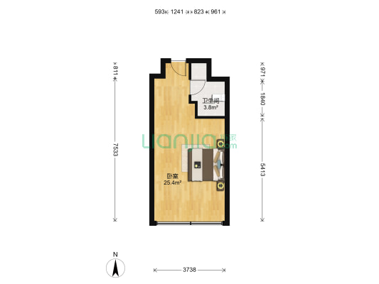 柏悦商务大厦 1室0厅1卫 48平方