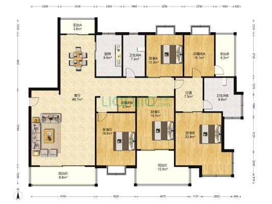 清水湾(张家港市) 4室1厅2卫 238平方