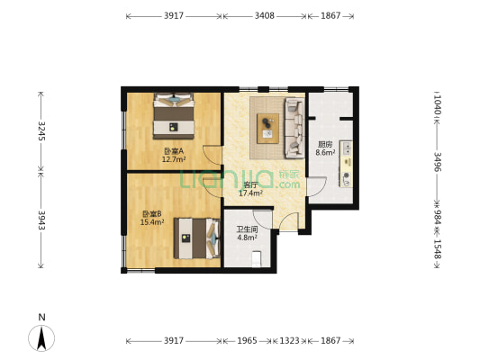 和畅园(和平) 2室1厅1卫 84平方