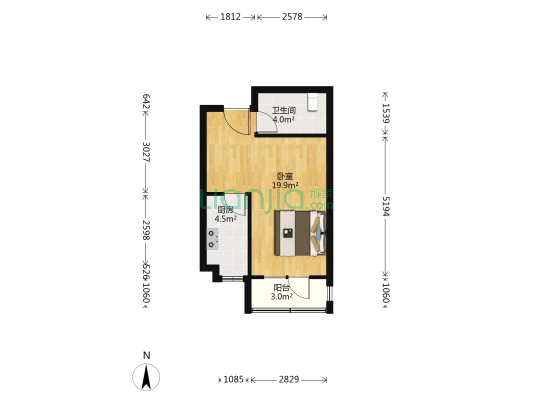 中德生态园沃邦社区一期 1室0厅1卫 47平方