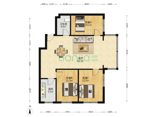 南二街 3室1厅1卫 97平方