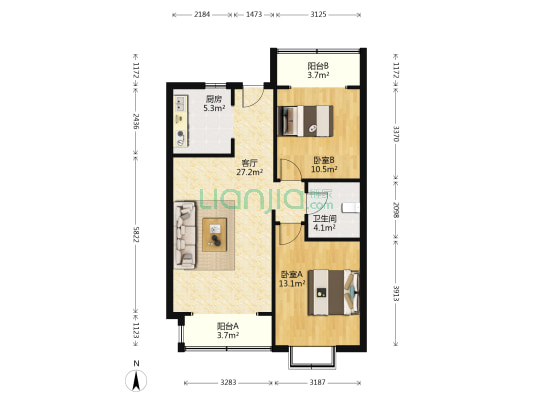 太化紫景天城 2室1厅1卫 96平方