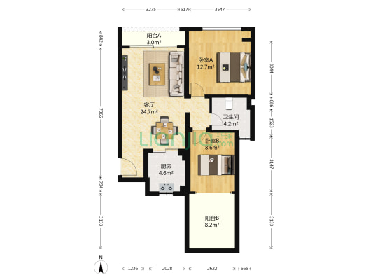 嘉裕雅轩 2室1厅1卫 74平方