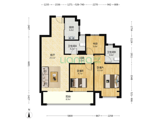 新昌碧桂园珺悦 3室1厅2卫 98平方