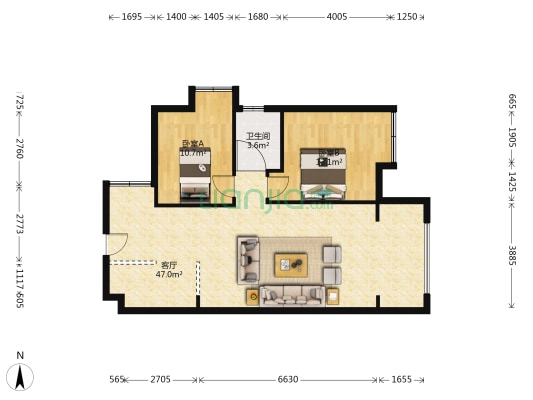 御锦苑 2室1厅1卫 88平方