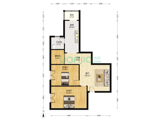 海建里北区 2室1厅1卫 97平方