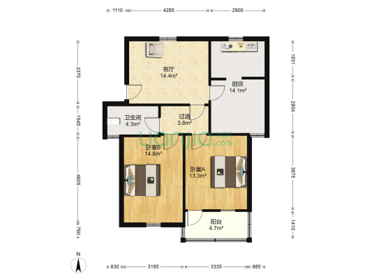 平西新村 2室1厅1卫 82平方