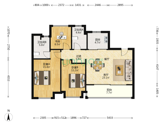荣安劝学里 3室1厅2卫 102平方