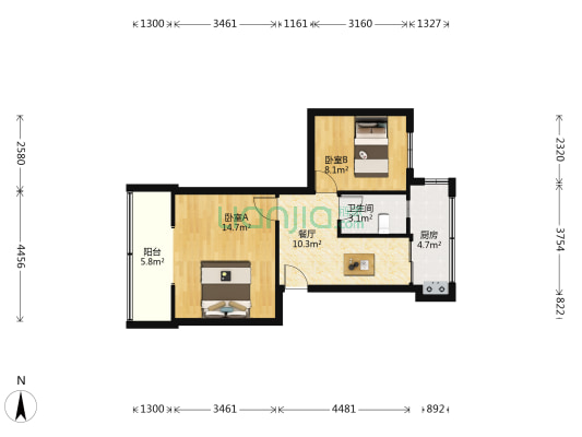 双槐树街76号 2室1厅1卫 47平方