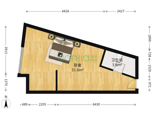 同善园银座 房本满二 带装修 好楼层-户型图