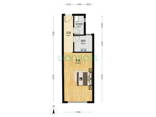 开封永旺铂公馆 1室0厅1卫 53平方