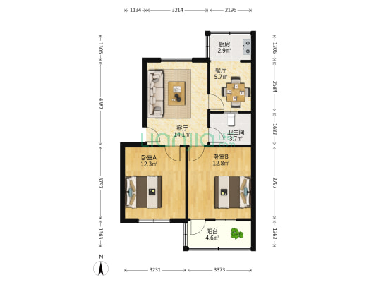 戏曲艺术发展中心家属院 2室2厅1卫 66平方