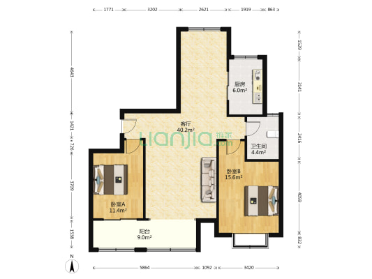 黄金山水郡六区 2室1厅1卫 140平方