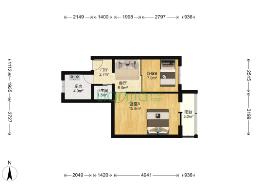光华里社区 2室1厅1卫 50平方