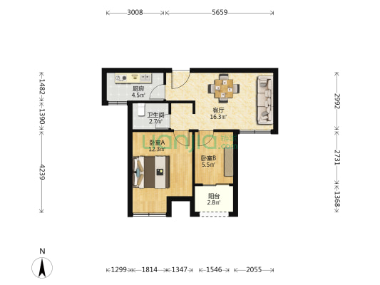 东流佳苑 2室1厅1卫 62平方
