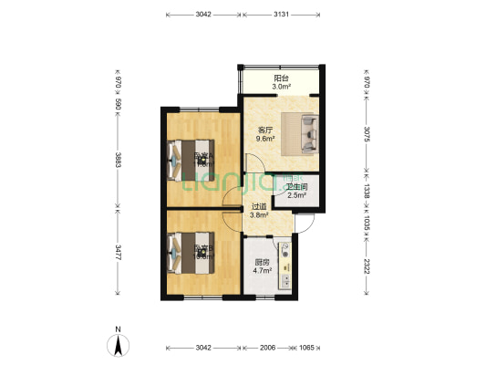 府山西路 2室1厅1卫 60平方