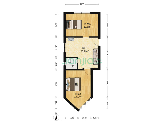 解放南路265号 2室1厅1卫 53平方