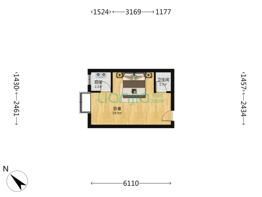 鼓楼北二街58号院 1室0厅1卫 35平方