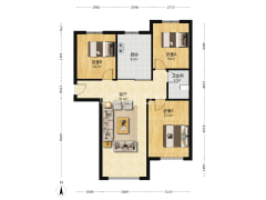 K2狮子城南区 3室2厅 南 北-涿州K2狮子城南区户型图