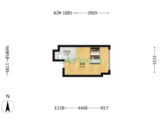SCC青岛科技创新园 1室0厅1卫 34平方