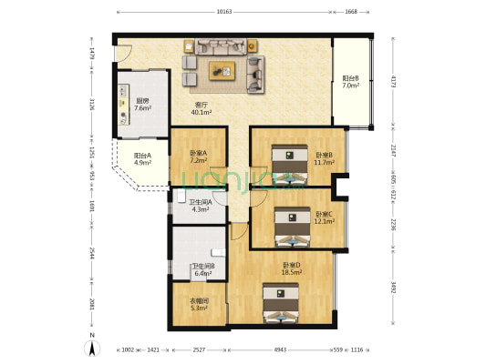 乐从河景苑 4室1厅2卫 131平方