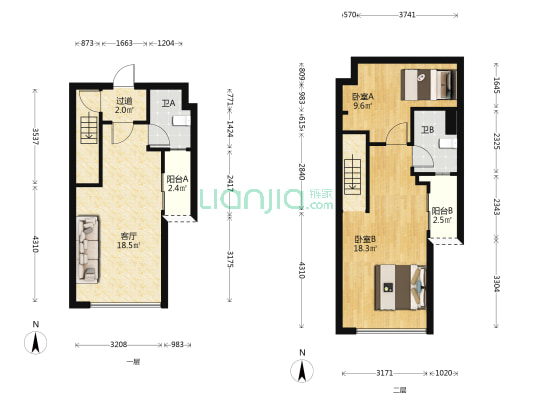 臻汇公馆 2室1厅2卫 41平方