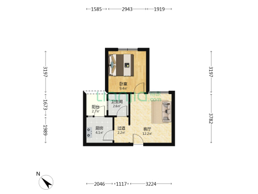 康锦家园 1室1厅1卫 46平方