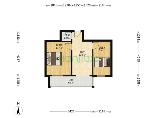 东煤洋灰桥小区 2室1厅1卫 53平方
