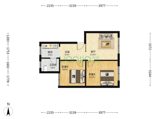 展望街 2室1厅1卫 65平方
