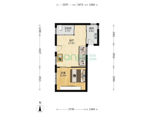 东四八条 1室1厅1卫 36平方