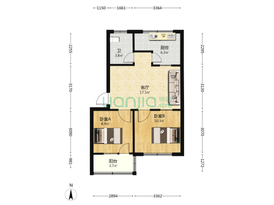 青州穆斯林住宅区 2室1厅1卫 64平方