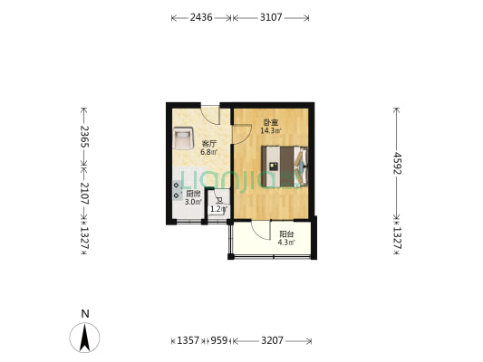 保泰楼 1室1厅1卫 36平方