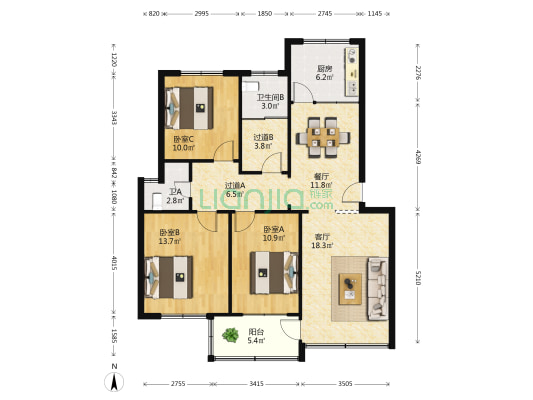 水利农机新邨 3室2厅2卫 108平方