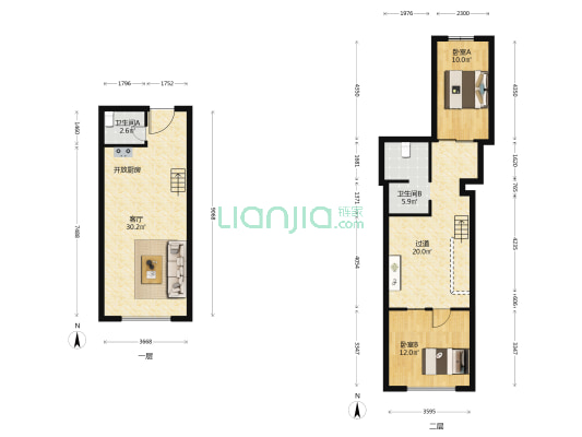 苏荷壹号 2室1厅2卫 69平方