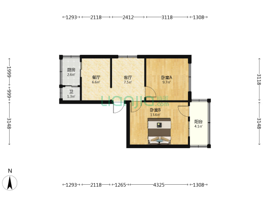花溪大道北段488号 2室2厅1卫 55平方
