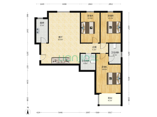 晋阳五隆府 3室1厅2卫 131平方