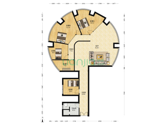 雨花大厦 5室1厅1卫 230平方