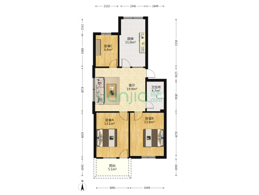 福建中医药大学职工生活区 3室1厅1卫 102平方