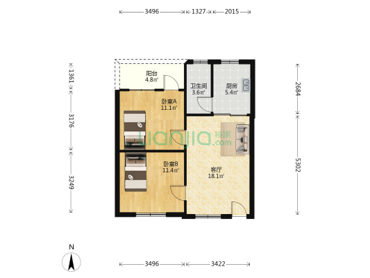 群芳苑住宅小区 2室1厅1卫 65平方