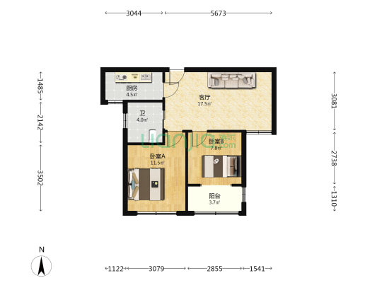 淳博雅居 2室1厅1卫 67平方