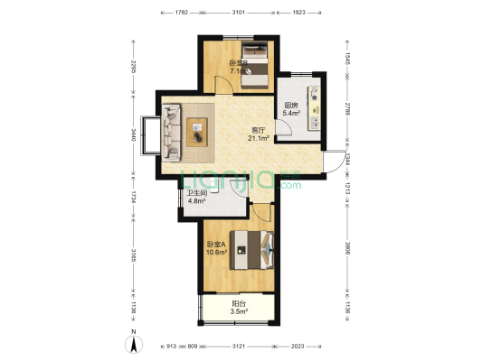 杭州嘉园 2室1厅1卫 75平方