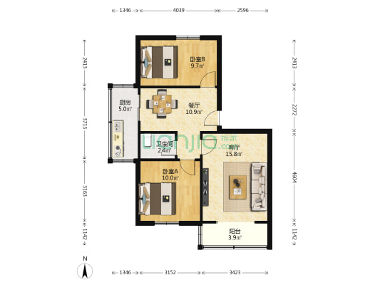 莲湖路第2散排 2室2厅1卫 69平方