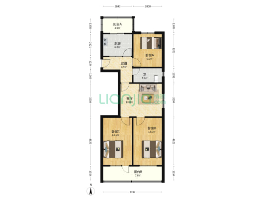 服装厂家属院（金塔巷） 3室1厅1卫 82平方