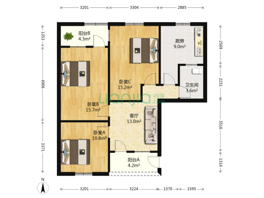 新福路22号 3室1厅1卫 92平方